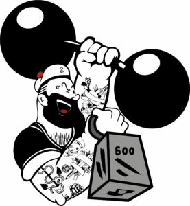 logo du Magazin nutri body, un marin avec une haltère