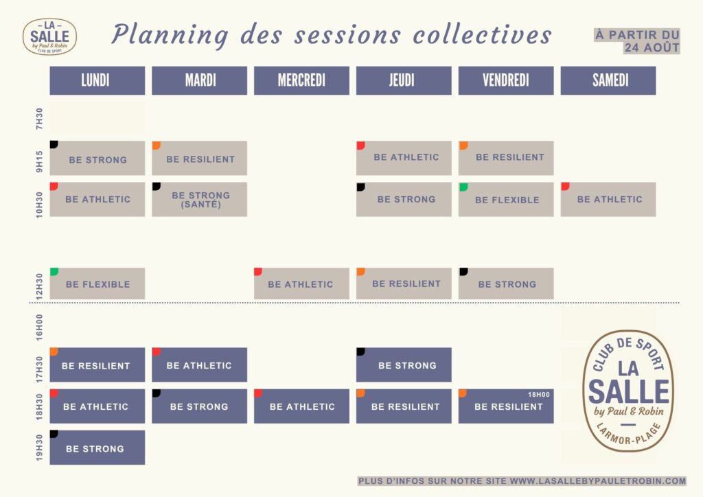 planning des sessions collectives
